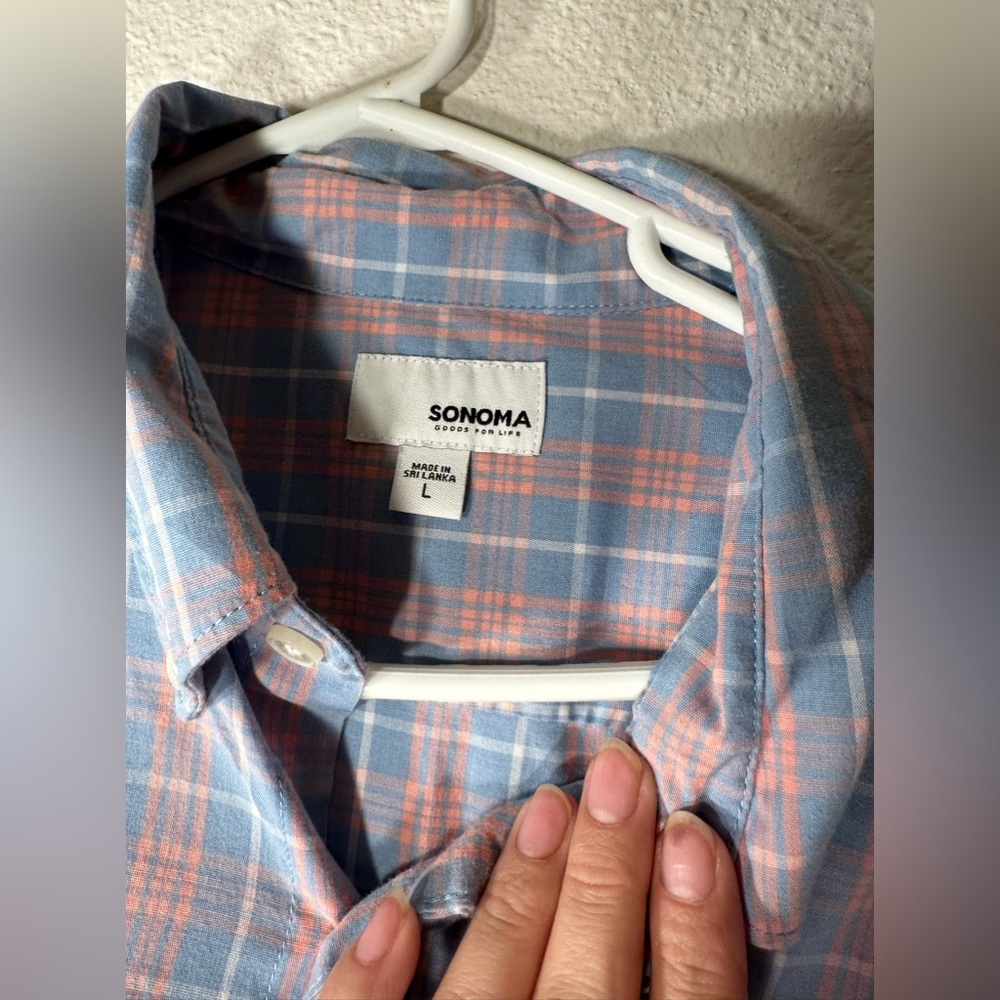 ❤️‍🔥Xl sanoma peach pink and baby blue button down long sleeve - Picture 3 of 4